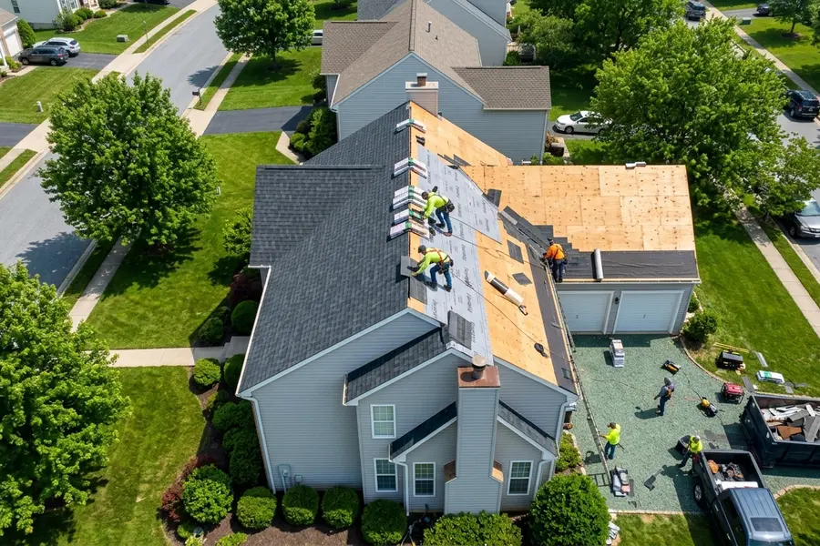All American Home Improvement roof replacement in progress in Spottsville